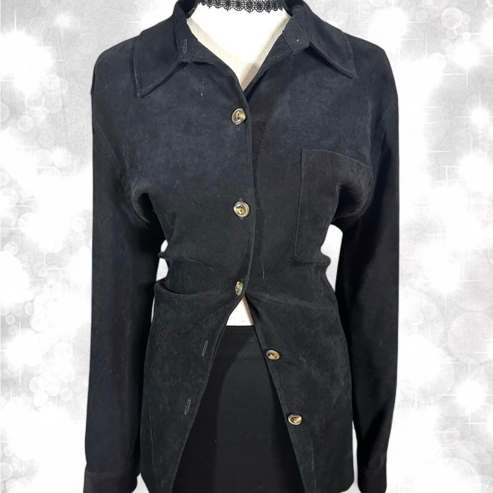 Sag Harbor Chic Suede Black Button-Up Jacket
